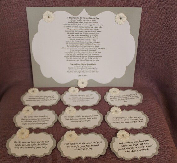 Wedding Shower Candle Poem Grey And White Tag Set Bridal Etsy