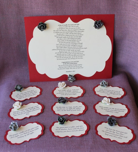 Wedding Shower Candle Poem Tag Set Cranberry Bridal Candle Etsy