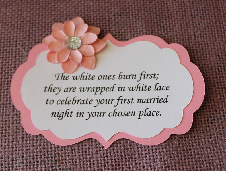 Wedding Shower Candle Poem pink and cream Tag Set. Bridal Etsy