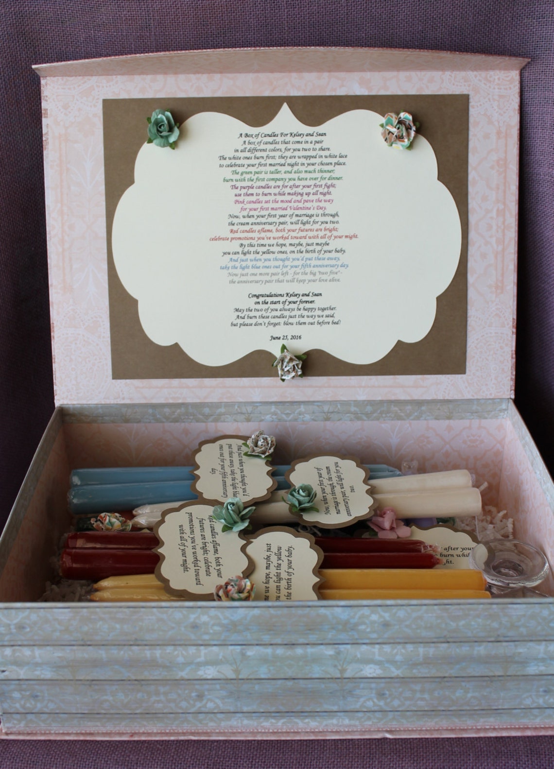 Wedding Shower Candle Poem Gift Set. Bridal candle basket. Etsy