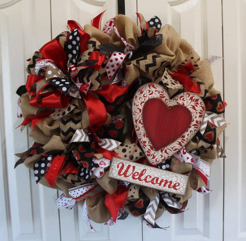 Xl Valentine S Day Burlap Wreath Follow Your Heart Etsy