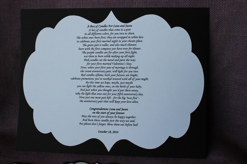 Wedding Shower Candle Poem Black and white Tag Set. Bridal | Etsy