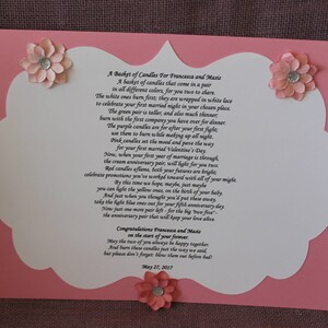 Wedding Shower Candle Poem pink and cream Tag Set. Bridal | Etsy