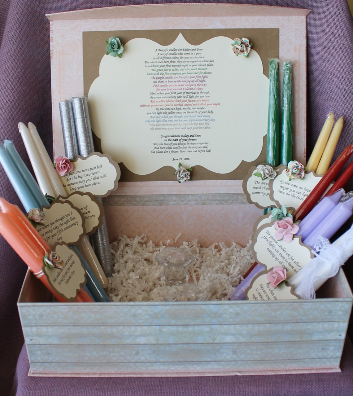 Wedding Shower Candle Poem Gift Set. Bridal candle basket. | Etsy