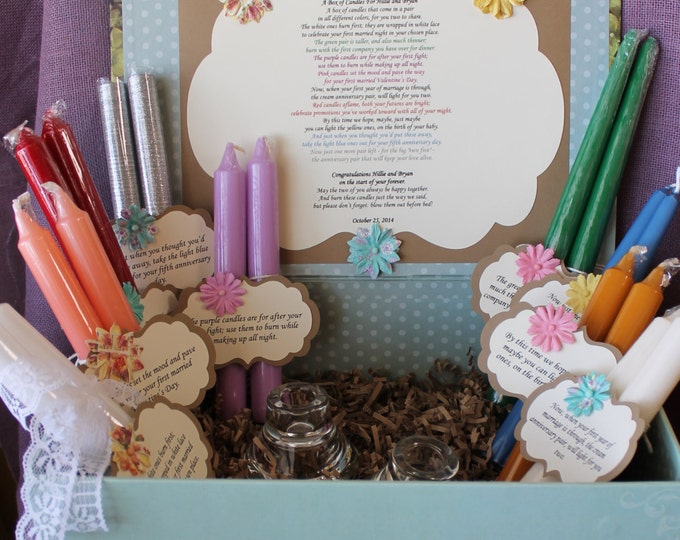 Wedding Shower Candle Poem Gift Set. Bridal Candle Basket. Sentimental