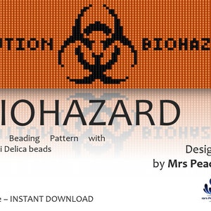 Modello di perline Miyuki Loom Rischio biologico, rischio biologico, bracciale con perline Miyuki Delica misura 11 - Download istantaneo del PDF