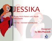 Jessica Rabbit cartoon Miyuki Peyote Stitch Beading Pattern, Cuff Bracelet with Miyuki Delica Beads Size 11 - Instant PDF Download