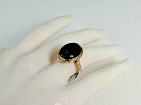 Vintage Mid-Century Nephrite Jade Cabochon 14K Ye… - image 10