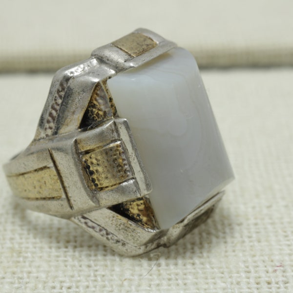 Antique Art Deco Agate Men's Ring - Ostby Barton OB Ring, Size 8.75