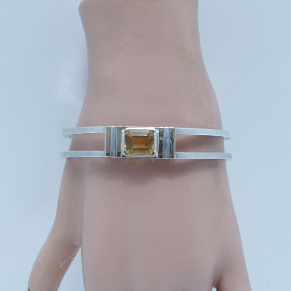 Vintage Sterling Silver 14k Gold Citrine Cuff Bra… - image 6