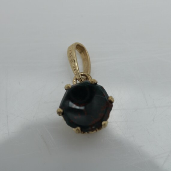 Vintage Garnet Crown Pendant 14k Gold Antique Pen… - image 2