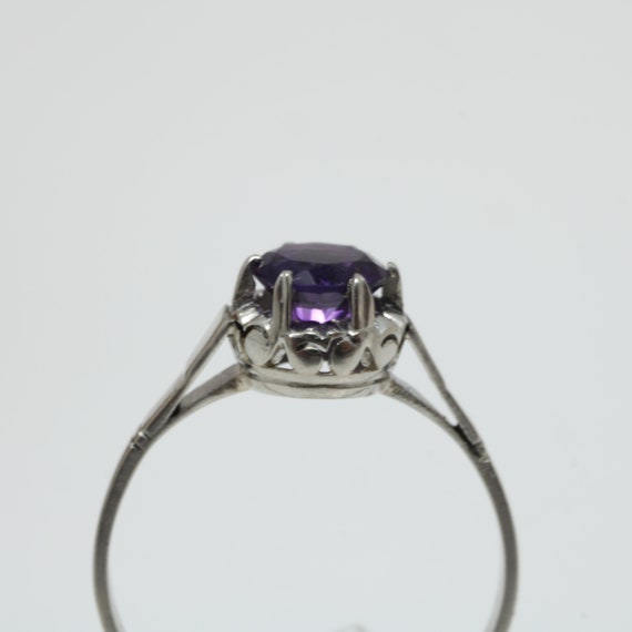 Art Deco Amethyst Platinum Engagement Ring Size 7… - image 5