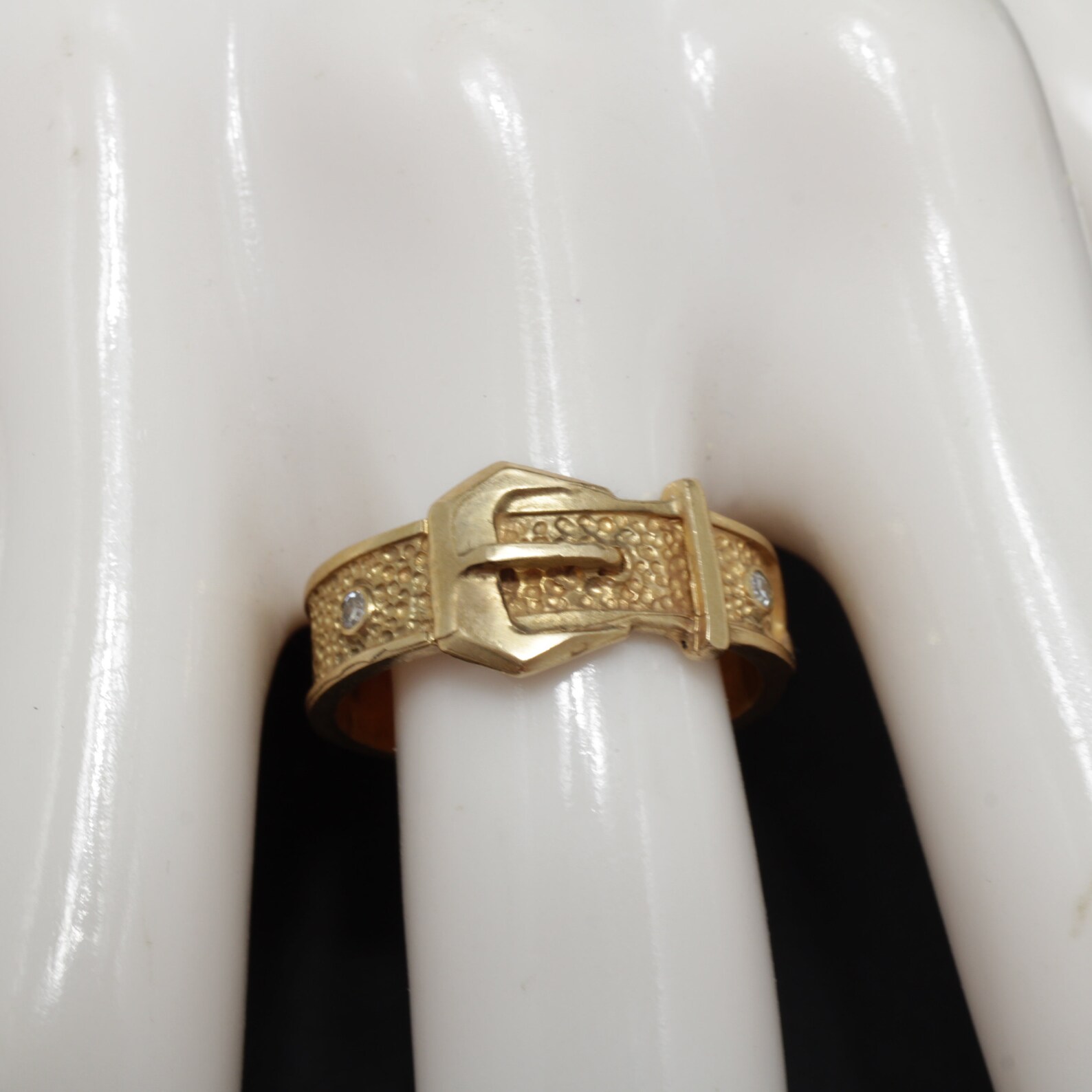 Antique Belt Buckle Diamond Ring 14k Gold Size 7.5 Etsy