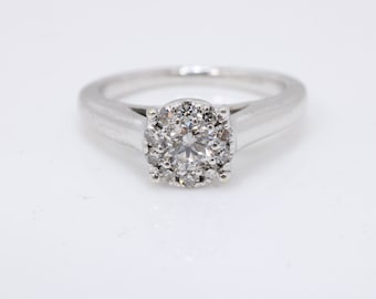 Vintage Diamond Engagement Ring 14k White Gold size 6