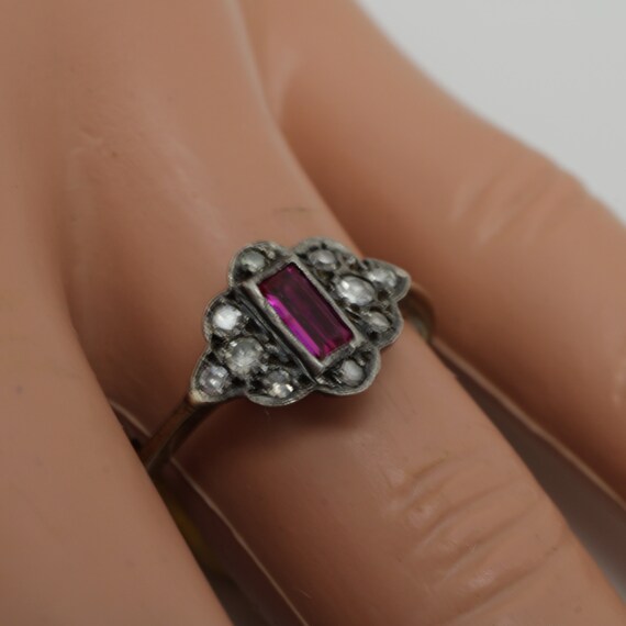 Art Deco Ruby Diamond Ring 14k Gold size 7.75 - image 4