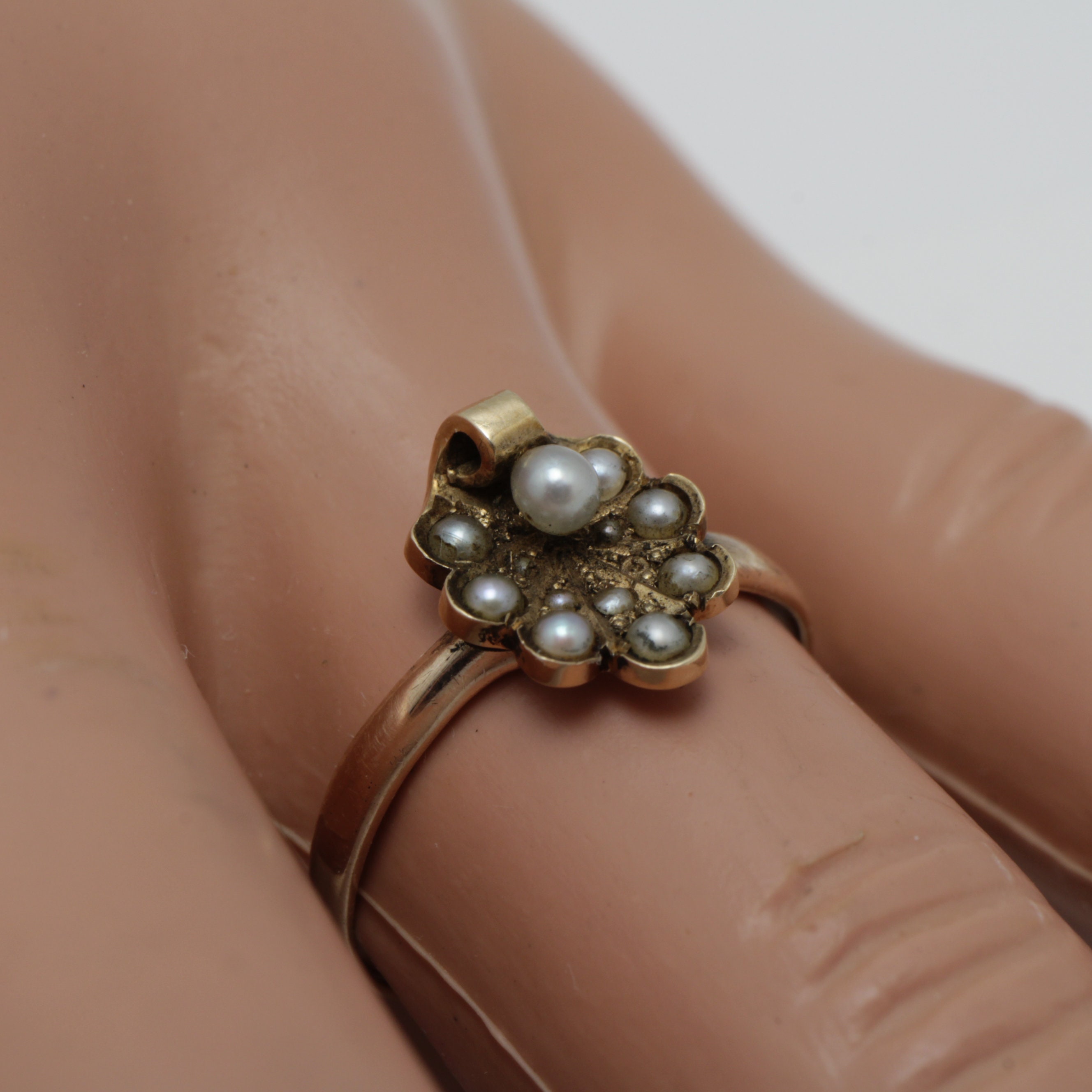 Buy Antique Victorian Diamond Seed Pearl Ring Engagement Ring 14K Gold Size  8 Online in India - Etsy