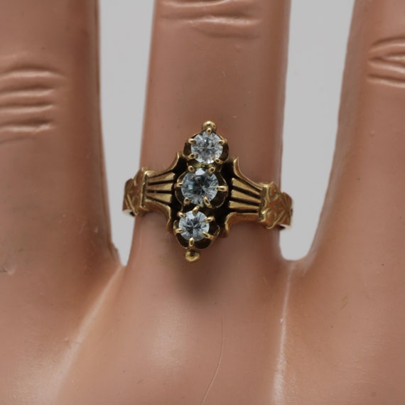 Victorian Zircon Ring 14k Gold Ring size 6 Engage… - image 4