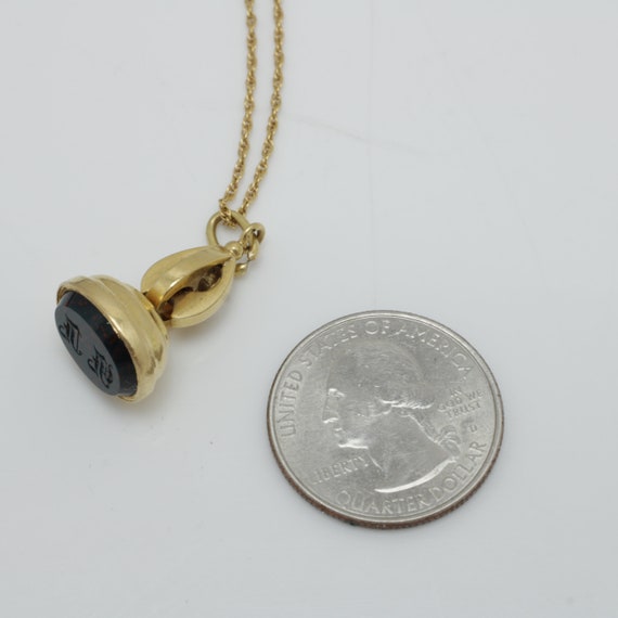 Antique Bloodstone Fob Pendant Necklace 18k Gold … - image 5