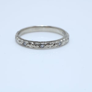 Vintage Art Deco Diamond Wedding Band 14k White Gold size 5.75 Stacking Ring image 2
