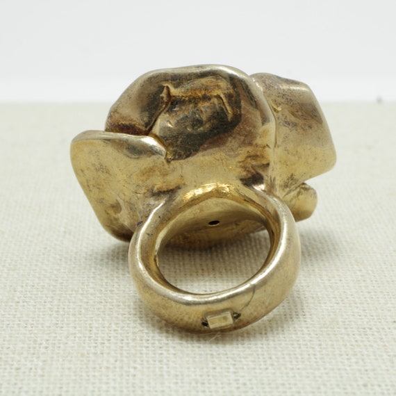 Gold-tone Silver Puffy Rose Ring: Chunky Statemen… - image 7