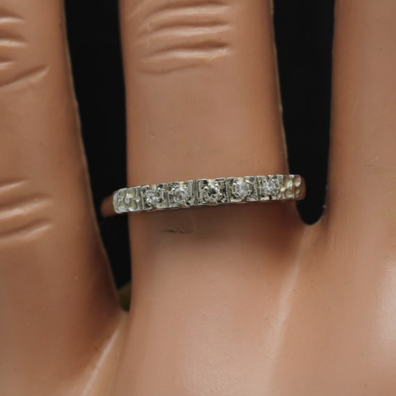 Vintage Diamond Ring 14k White Gold Band Diamond … - image 9