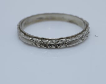 Vintage Art Deco Wedding Band 14k White Gold size 5.75 Bridal Craft