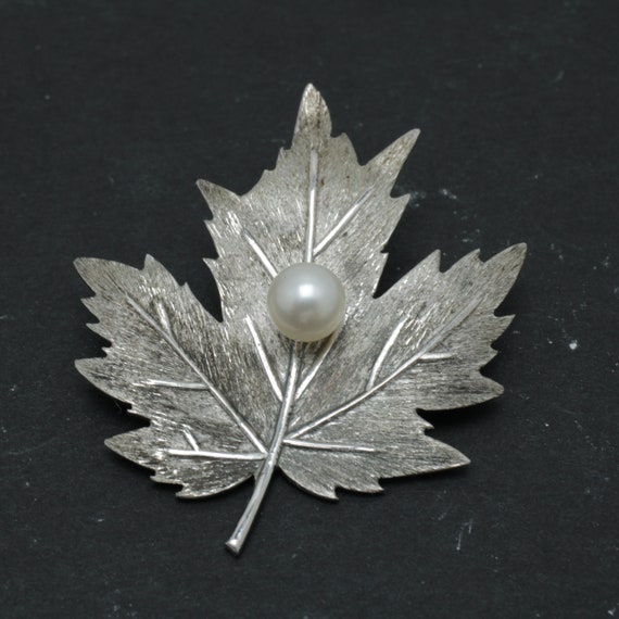 Vintage Mikimoto Pearl Brooch Sterling Silver 195… - image 5