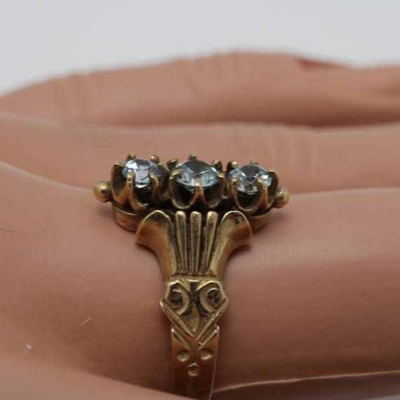 Victorian Zircon Ring 14k Gold Ring size 6 Engage… - image 5