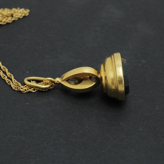 Antique Bloodstone Fob Pendant Necklace 18k Gold … - image 3