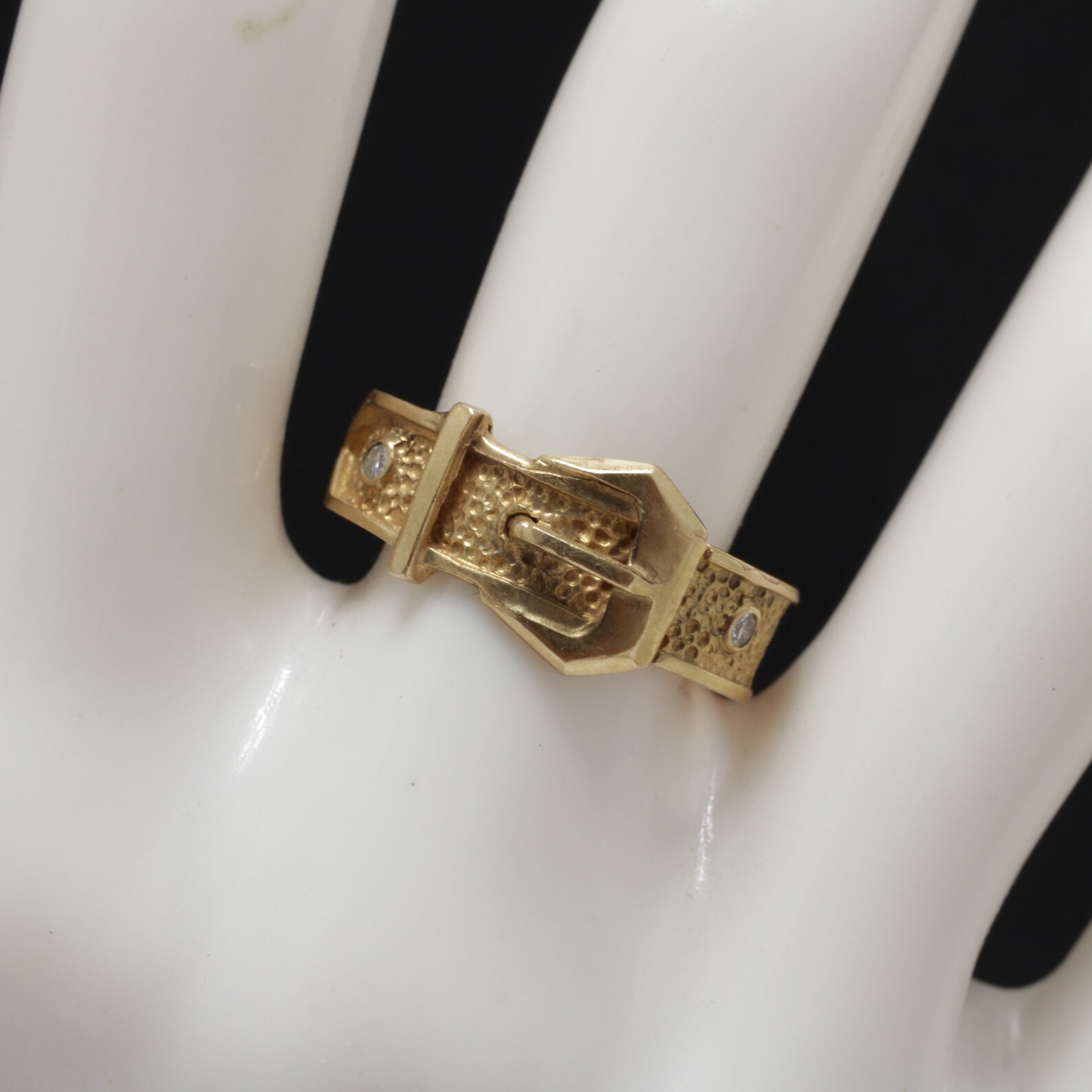 Antique Belt Buckle Diamond Ring 14k Gold Size 7.5 Etsy