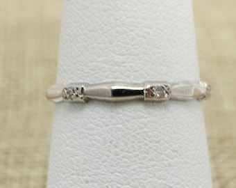 Art Deco Diamond Wedding Band 14k White Gold size 7
