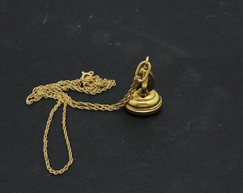 Antique Bloodstone Fob Pendant Necklace: 18k Gold, 14k Gold Chain
