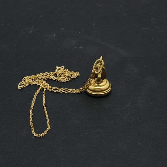Antique Bloodstone Fob Pendant Necklace 18k Gold … - image 1
