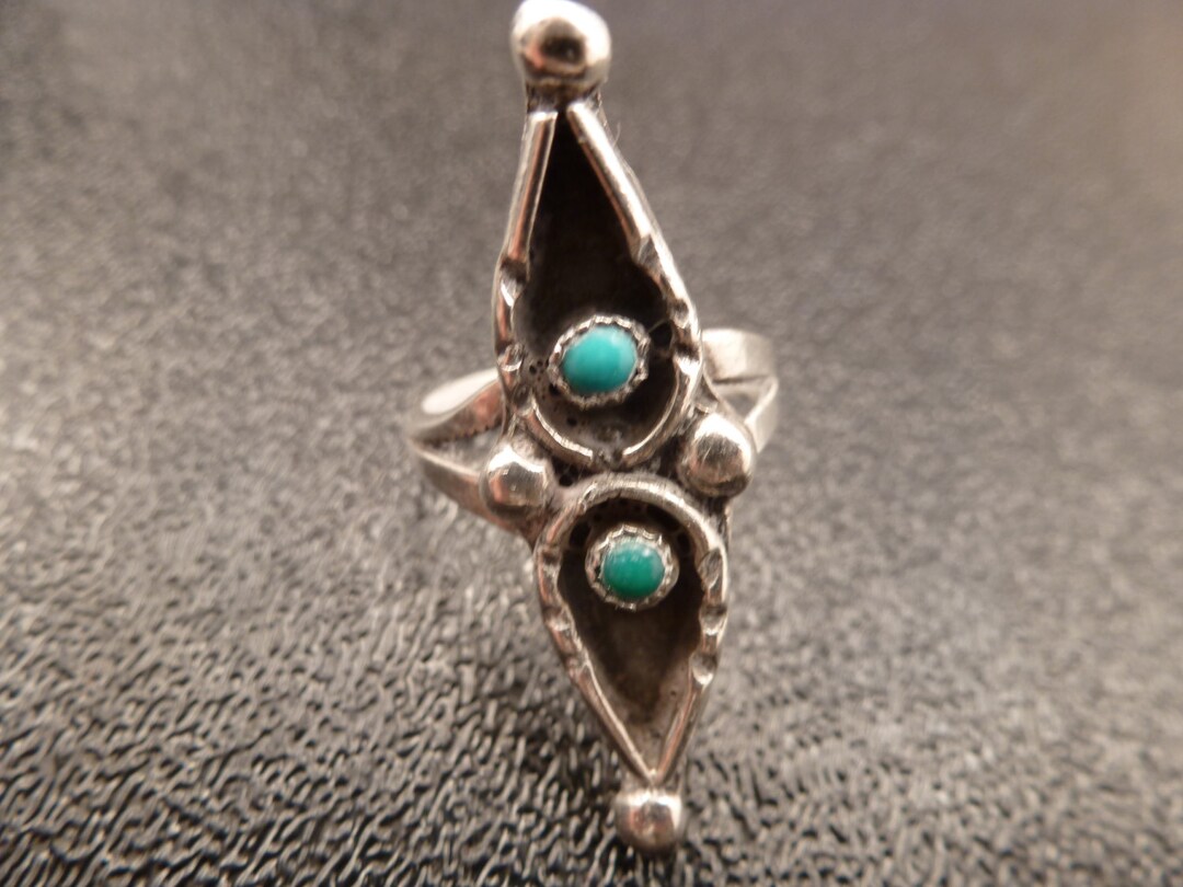 Vintage Sterling Silver Native American Turquoise Ring Size 5 - Etsy