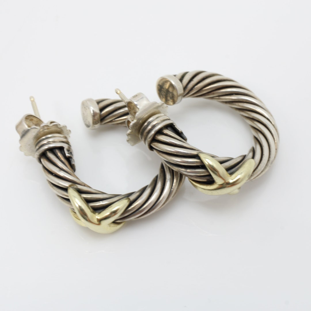 David Yurman Earrings Crossover Cable Earrings 18k Sterling Silver ...