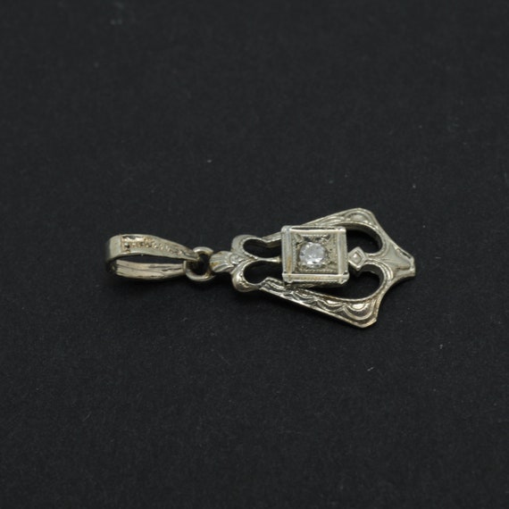 Art Deco  Diamond Pendant 14k White Gold Antique … - image 3