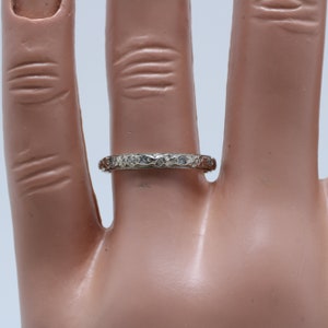 Vintage Art Deco Diamond Wedding Band 14k White Gold size 5.75 Stacking Ring image 6