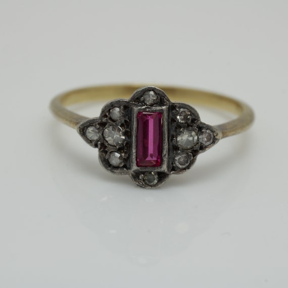 Art Deco Ruby Diamond Ring 14k Gold size 7.75 - image 8