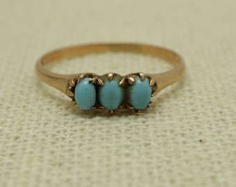Victorian Persian Turquoise Ring 14k Rose Gold Estate Item Size 5