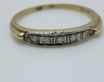 Vintage 14k Gold Diamond Wedding Band - Size 7