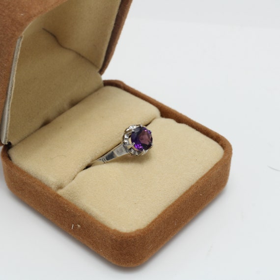 Art Deco Amethyst Platinum Engagement Ring Size 7… - image 3