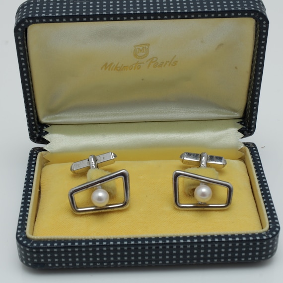Mikimoto Pearl Cufflinks Silver Cufflinks and Box Canada