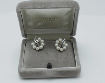 Vintage Mikimoto Pearl Earrings Sterling Silver Screw Back Earrings