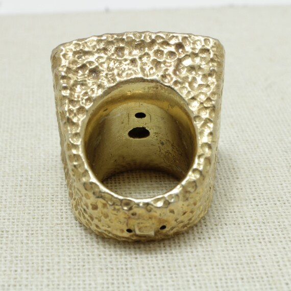 Silver Gold-tone Puffy Nephrite Statement Ring - … - image 7