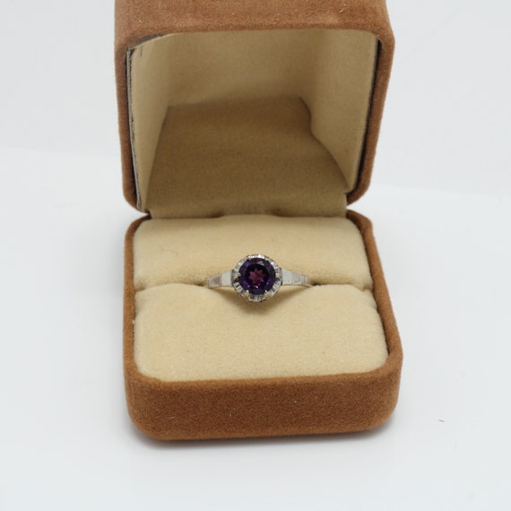 Art Deco Amethyst Platinum Engagement Ring Size 7… - image 2