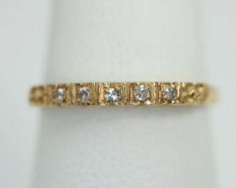 Vintage 14k Yellow Gold Diamond Wedding Band Ring size 6 Stacking Band