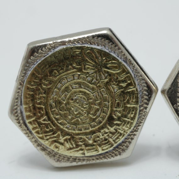 Mayan Calendar Cufflinks Hexagonal Cufflinks Ster… - image 2