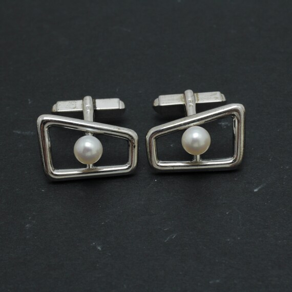 Mikimoto Pearl Cufflinks Silver Cufflinks and Box Australia