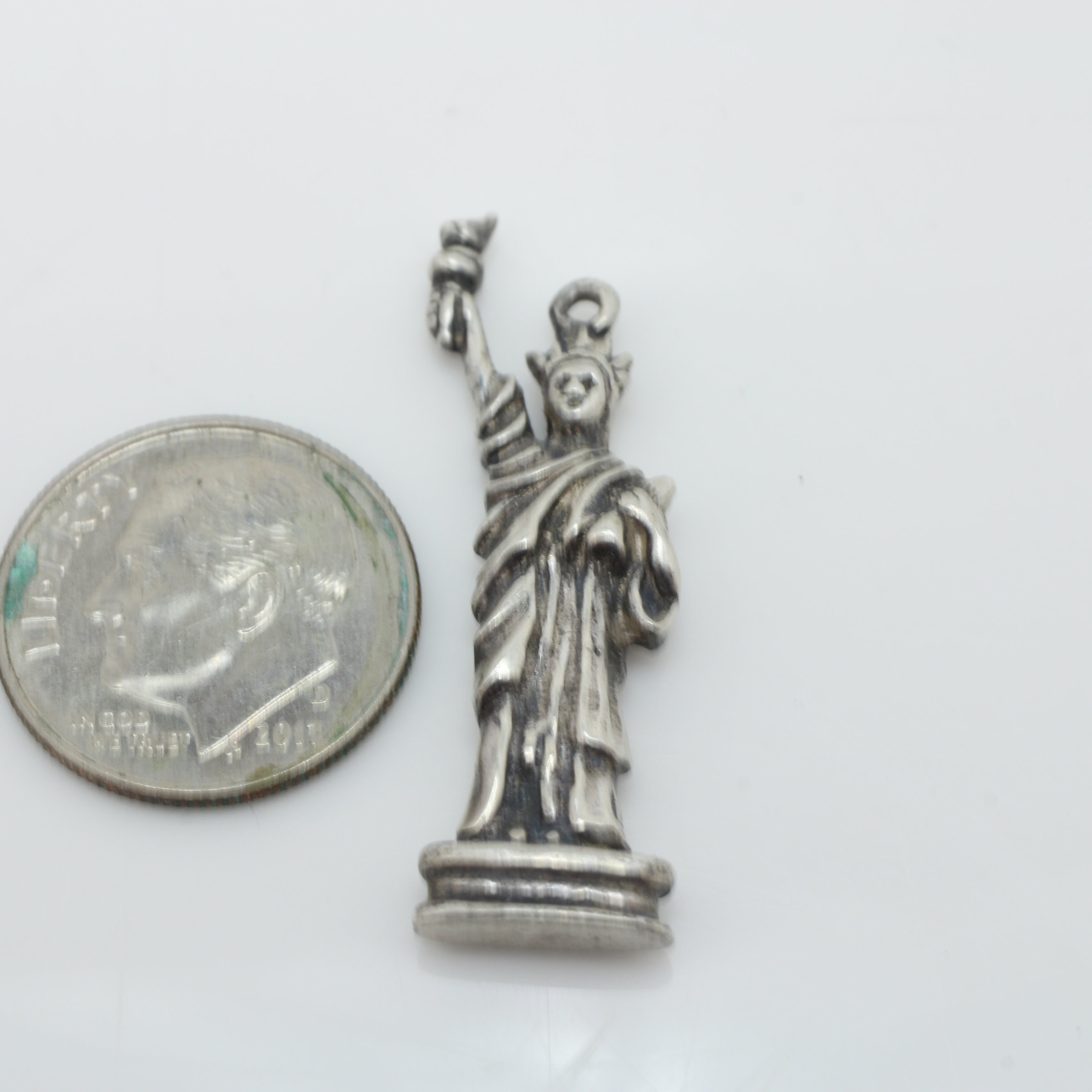 Vintage Sterling Silver Statue of Liberty Charm Pendant Large Etsy