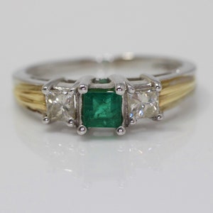 Vintage Emerald Diamond Ring 14k Gold Fine Cocktail Ring ADI - Etsy
